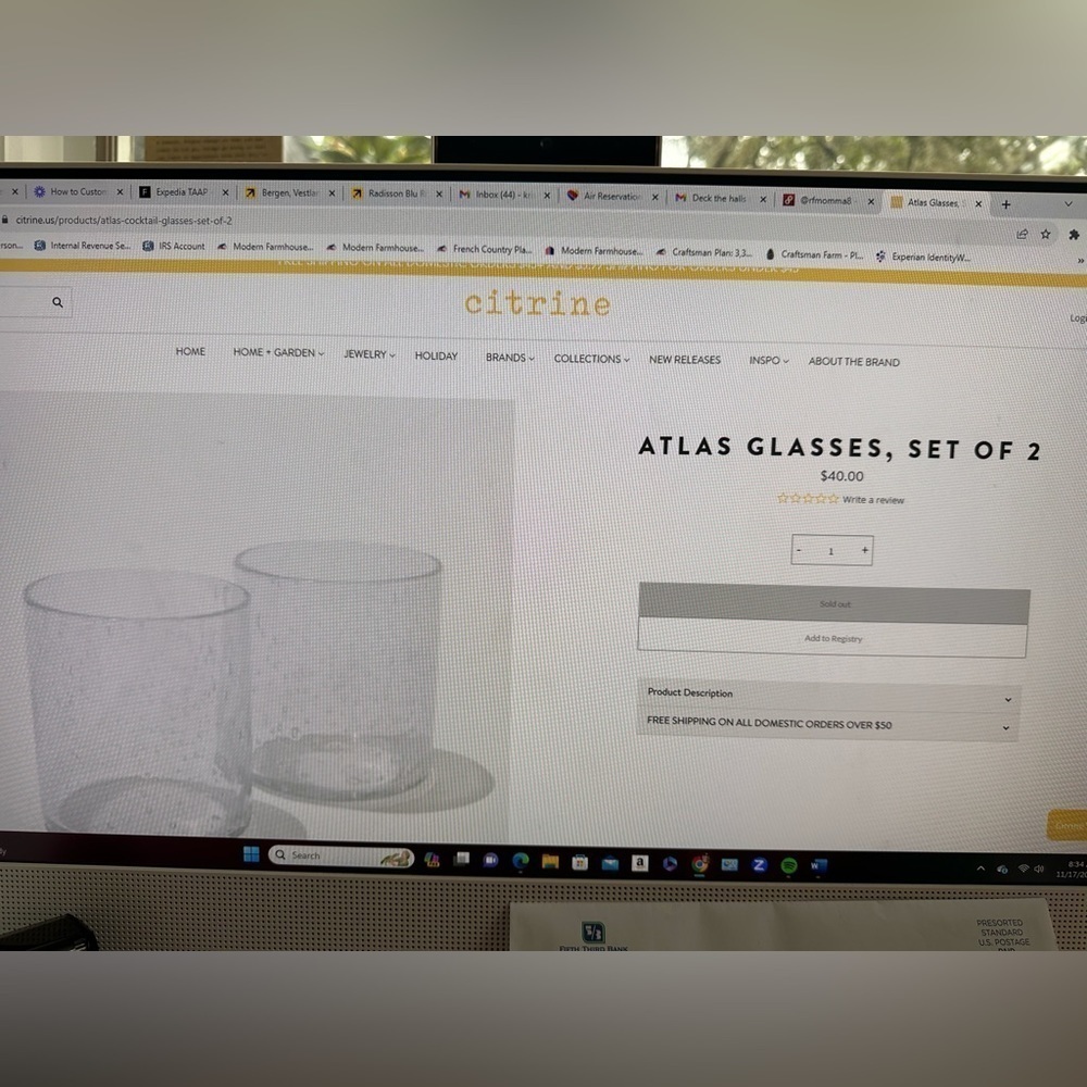 Citrine 4 Atlas Collection Cocktail Glasses *2 boxes of 2* Sold Out Online! NWT - Picture 7 of 8